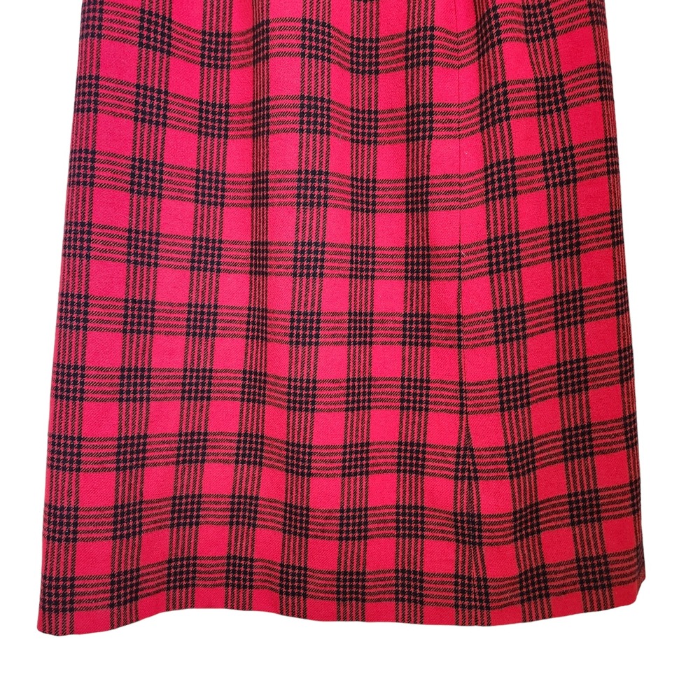 Vintage PENDLETON Skirt 100% Virgin Wool Plaid A Line 12 Made in USA Red - Picture 4 of 14